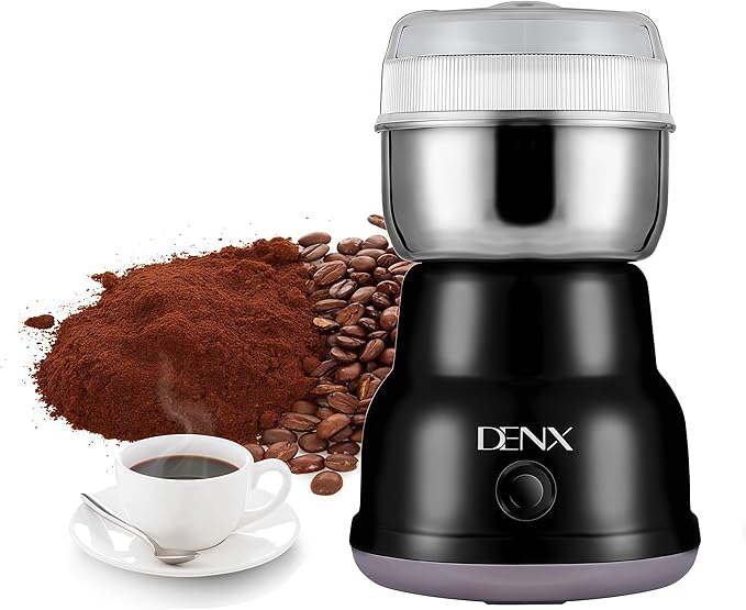 DENX All-in-One Electric Coffee Grinder, Spice and Herb Grinder, 150W Coffee Mixer Grinder, 14,000 RPM, Stainless Steel, 40g Capacity Use for Grinding Coffe Beans, Spices, Nuts & Grains, DX2013