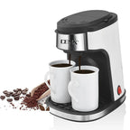 DENX Drip Coffee Maker 240ml, 450W Electric Filter Coffee Machine with Permanent Washable Filter, Double Cup Brewing, Stainless Steel, Portable Espresso Maker for Home Office Travel Tea Milk, DX3413