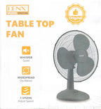 DENX 16 Inch Table Fan with 3 Speeds, Quiet Oscillating Pedestal Stand Fan for Bedroom, Office, Home Use, Portable Floor Fan with Portable Desk & Pedestal Fan, DX2546