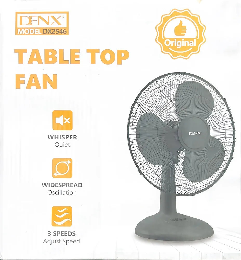 DENX 16 Inch Table Fan with 3 Speeds, Quiet Oscillating Pedestal Stand Fan for Bedroom, Office, Home Use, Portable Floor Fan with Portable Desk & Pedestal Fan, DX2546