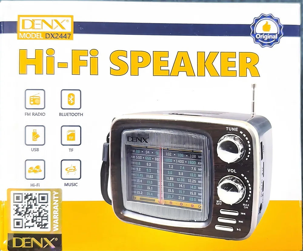 DENX Old Radio Speaker Bluetooth & HIFI-Speaker, Sd Card, Usb And Aux Port, Radio FM/AM/SW Brown wood Portable Audio TF Card USB Flash disk Aux playback, DX2447