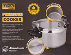 DENX 9L Aluminium Pressure Cooker, Rice Cooking Pot with Safety Lock & Valve, Fast Manual Cooker for Stews, Meat, Vegetables, Gas, Electric Stove Compatible, Silver Cookware, DX3426