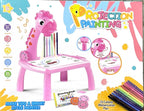 Kids Projection Art Table Set with 12 Watercolour Pens, Drawing Book, Light and Music Features, Age 3+