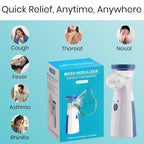 Portable Ultrasonic Mesh Nebulizer for Children and Adults | Silent Operation, Adjustable Fog, Auto-Off Function, Rechargeable, Compact and Lightweight Design, Efficient and Comfortable, JSL-W302