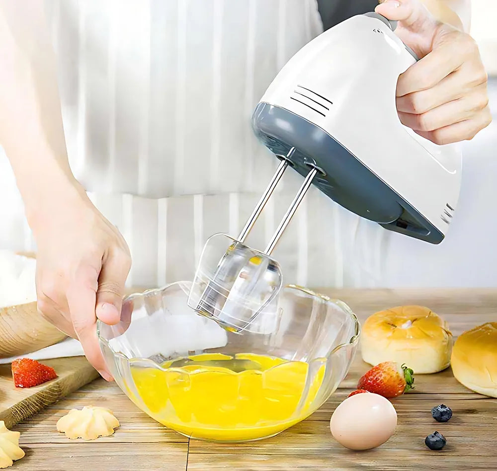 260W Hand Mixer Electric Lightweight Egg Beater, Handheld Food and Cake Mixer with Extra Long Beaters Dough Hooks Balloon Whisk with 7 Speed Settings