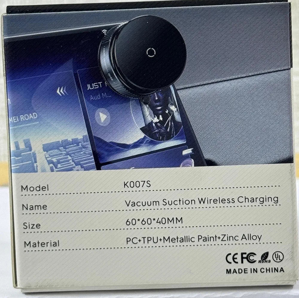 Magnetic Car Phone Holder with 15W Wireless Charging, Vacuum Suction Mount, Dashboard Phone Holder, Windshield Mount, 360° Rotation, Universal Mobile Stand for iPhone, Samsung, Huawei, Xiaomi, K007S