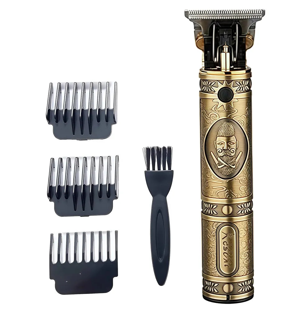 Hair Trimmer for Men, Cordless USB Rechargeable Beard Clipper, 1500mAh Battery, Professional Grooming Machine with Stainless Steel Blades, Adjustable Guide Combs, Metal Body, XS-8809