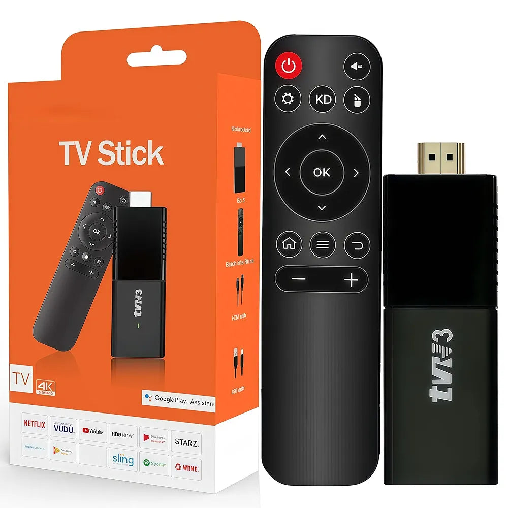 TVR3 Stick 4K Ultra HD Smart TV Stick, HDR Streaming Device, Google Assistant Voice Control, Chromecast Built-In, Dolby Audio, Wi-Fi TV Dongle, HDMI Media Player, Portable Streaming Stick, Black