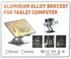 Aluminum Alloy Tablet Stand Adjustable Holder, 360° Rotatable, Foldable Desk Stand for iPad, Tablet, Mobile Phone, Kindle, Universal Multi-Device Support, Adjustable Viewing Angle, BLS-011, White