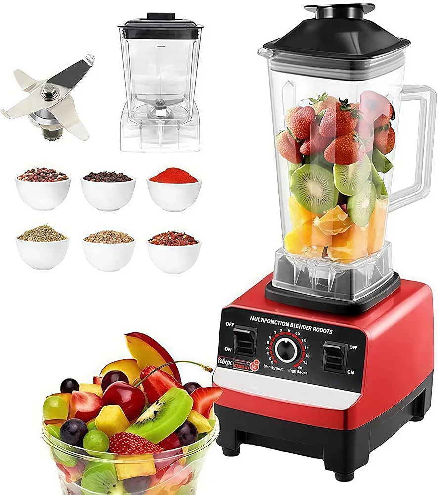 New Golden Creat 5500W High Speed Blender 2.5L, Ice Crusher, Smoothie Maker, Juice Mixer, Coffee Grinder, Dry & Wet Blender, Nut Chopper, Spice Grinder, Food Processor for Home Kitchen – Red Black