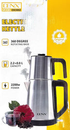 DENX 1500W Stainless Steel Double Electric Kettle 1.8L+1.2L Large & Small Capacity Hot Water Boiler, Tea, Coffee Maker Kettle, Auto Shut Off, Boil Dry Protection, Kitchen & Office Appliance, DX3802
