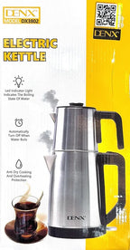DENX 1500W Stainless Steel Double Electric Kettle 1.8L+1.2L Large & Small Capacity Hot Water Boiler, Tea, Coffee Maker Kettle, Auto Shut Off, Boil Dry Protection, Kitchen & Office Appliance, DX3802