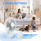 DENX 16 Inch Table Fan with 3 Speeds, Quiet Oscillating Pedestal Stand Fan for Bedroom, Office, Home Use, Portable Floor Fan with Portable Desk & Pedestal Fan, DX2546