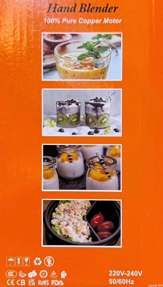 4-in-1 Electric Hand Blender, 800W Stick Blender with 500ml Food Chopper, Inox Whisk & 700ml Measuring Cup, Electric Blender & Hand Mixer with Stainless Steel Blade Use for Cake Mixer,JJ-134