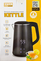 DENX Smart Electric Kettle 1.6L Stainless Steel, 1500W Fast Boil, LED Digital Touch Display, Adjustable Temperature Control, Keep Warm Function, Auto Shut-Off, For Tea, Coffee, Baby Formula, DX2087