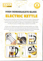 DENX Electric Glass Kettle 1.8L, 1500W Fast Boil Water Heater, Temperature Control, Auto Shut-Off, LED Light, Stainless Steel Filter, Tea Kettle, Coffee Maker, Baby Bottle Warmer, DX3408