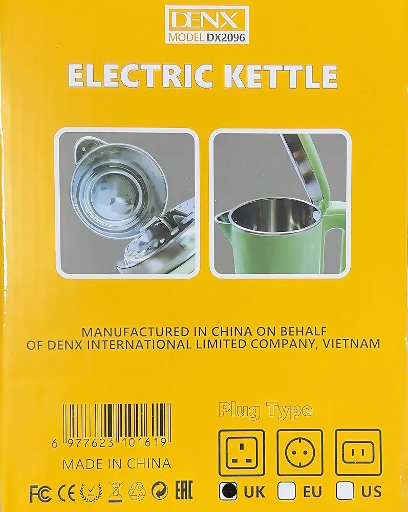 DENX 1.8L Cordless Electric Kettle, Tea Maker High-Speed Kettle, 360° Rotational Base, Teapot Perfect for Boiling Water, Milk, Coffee & Tea, for Home & Office Use, DX2096 