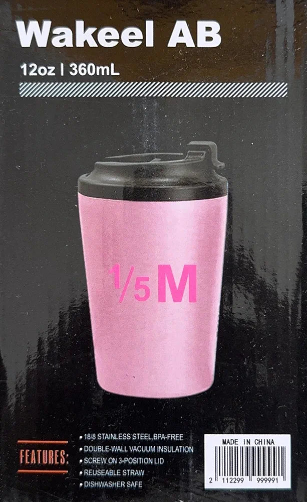 Wakeel AB 1/5M Mug 360ml Thermal Travel Mug, Vacuum Insulated Reusable Coffee Cup with Lid, Stainless Steel Tumbler for Hot and Cold Drinks, Portable Tea Mug for Office, Car, Home, Gym 