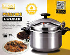 DENX 11L Aluminium Pressure Cooker, Rice Cooking Pot with Safety Lock & Valve, Fast Manual Cooker for Stews, Meat, Vegetables, Gas, Electric Stove Compatible, Silver Cookware, DX3427