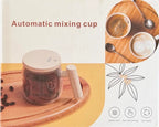 Self Stirring Mug 400ml, Automatic Coffee Mixing Cup, Rechargeable Electric Coffee Mug, Borosilicate Glass, Tea Cup with Lid, Protein Shaker, Milk Frother, Portable Travel Mug, Home, Office, MY-04