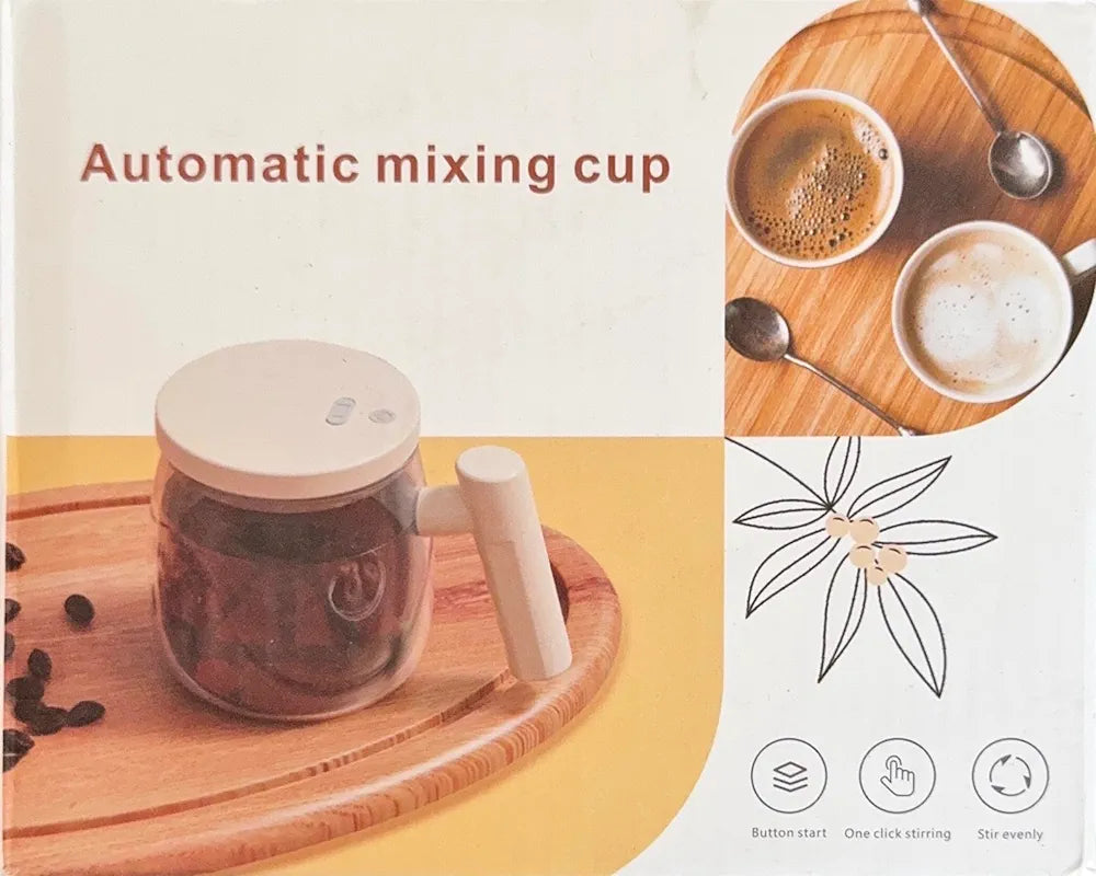 Self Stirring Mug 400ml, Automatic Coffee Mixing Cup, Rechargeable Electric Coffee Mug, Borosilicate Glass, Tea Cup with Lid, Protein Shaker, Milk Frother, Portable Travel Mug, Home, Office, MY-04