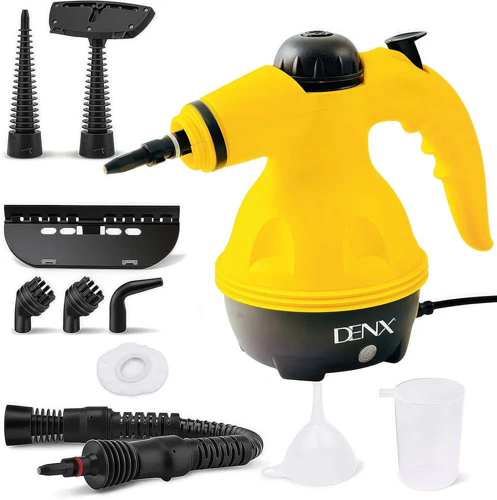 DENX 1200W Portable Handheld Steam Cleaner 350ml Tank Capacity Multifunctional High Temperature Pressurized Steam Cleaning Machine with 9PCS Accessory for Kitchen Sofa Bathroom Car Window, DX2563