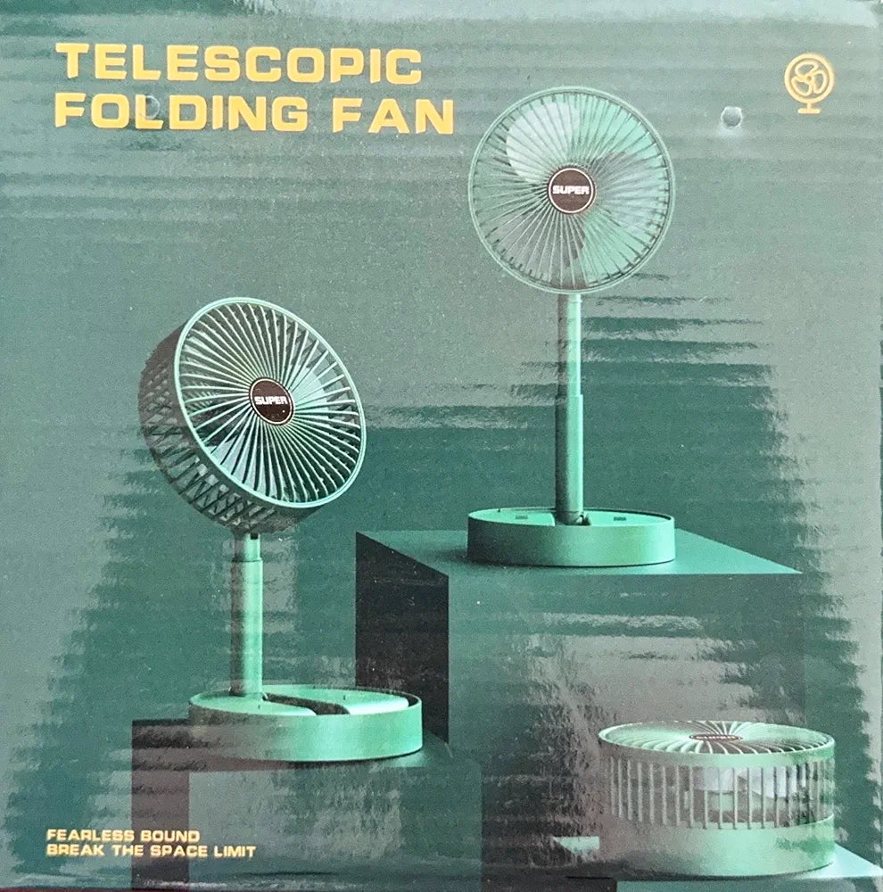Telescopic Folding Fan, Portable Rechargeable Desk Fan, Adjustable Height Pedestal Table Fan, 3 Speed USB Charging Cooling Fan, Foldable Quiet Travel Fan for Home, Office, Bedroom, Outdoor, Camping